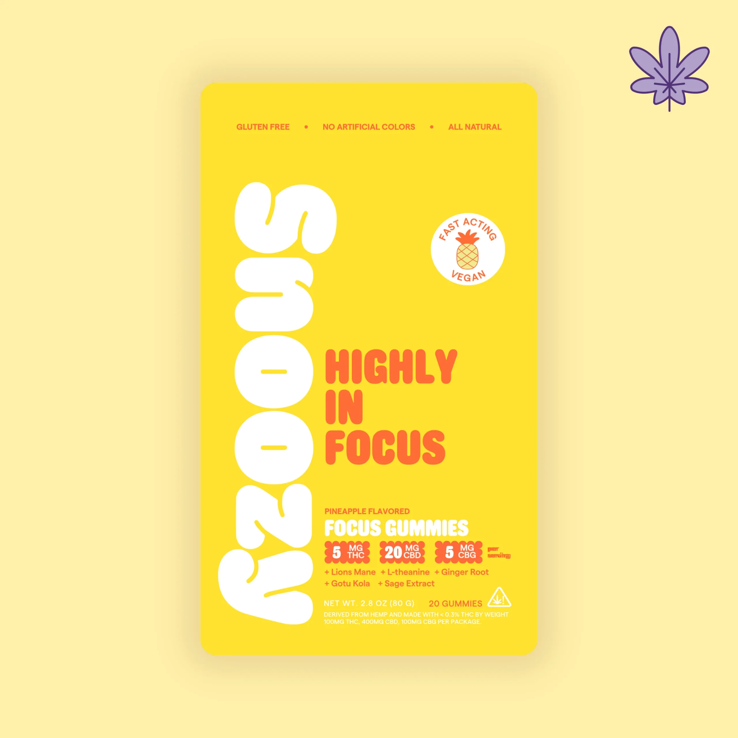 Snoozy Gummies Daytime Focus THC Infused - Pineapple